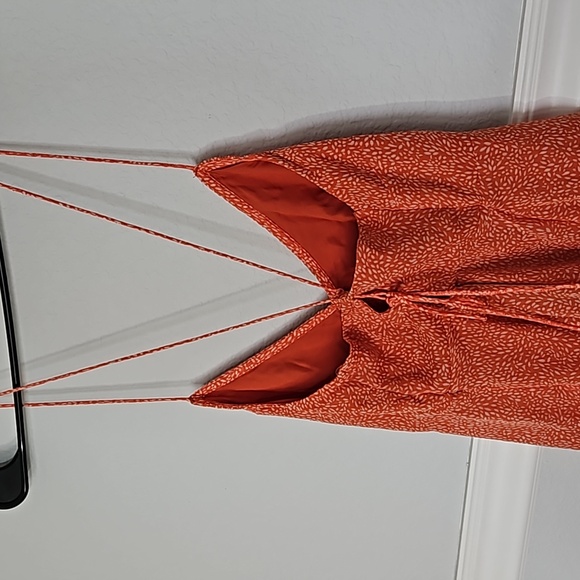 Abercrombie & Fitch Corset Tie Back Dress Orange White M - Picture 6 of 16